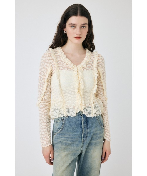 MOUSSY（マウジー）の「RUFFLE DETAIL LACE トップス（Tシャツ/カットソー・レディース・ブラック/オフホワイト/マジェンタ・FREE）」の21枚目の写真