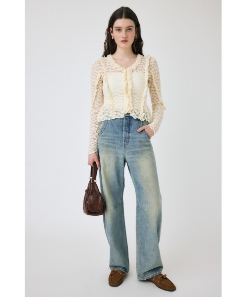 moussy RUFFLE DETAIL LACE トップス MOUSSY | CUT LACE RUFFLE ブラウス (Tシャツ・カットソー(長袖