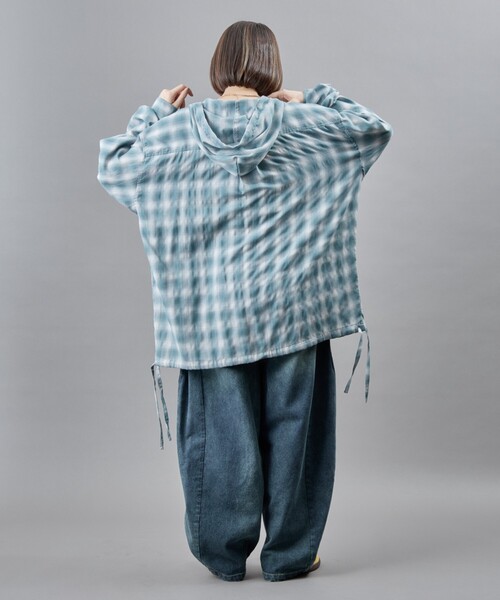 PUBLUX（パブリュクス）の「PUBLUX/パブリュクス オンブレチェックフーディーシャツ(限定展開)（シャツ/ブラウス・メンズ・グリーン/グレー/ブラック・LARGE/MEDIUM/SMALL）」の17枚目の写真