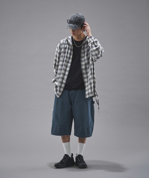 PUBLUX（パブリュクス）の「PUBLUX/パブリュクス オンブレチェックフーディーシャツ(限定展開)（シャツ/ブラウス・メンズ・グリーン/グレー/ブラック・LARGE/MEDIUM/SMALL）」の21枚目の写真