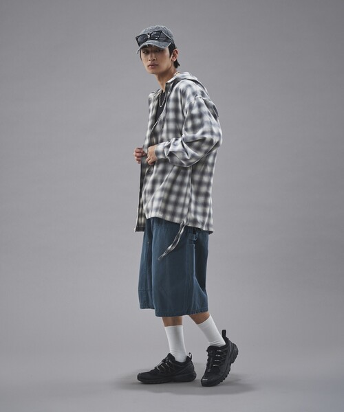 PUBLUX（パブリュクス）の「PUBLUX/パブリュクス オンブレチェックフーディーシャツ(限定展開)（シャツ/ブラウス・メンズ・グリーン/グレー/ブラック・LARGE/MEDIUM/SMALL）」の22枚目の写真