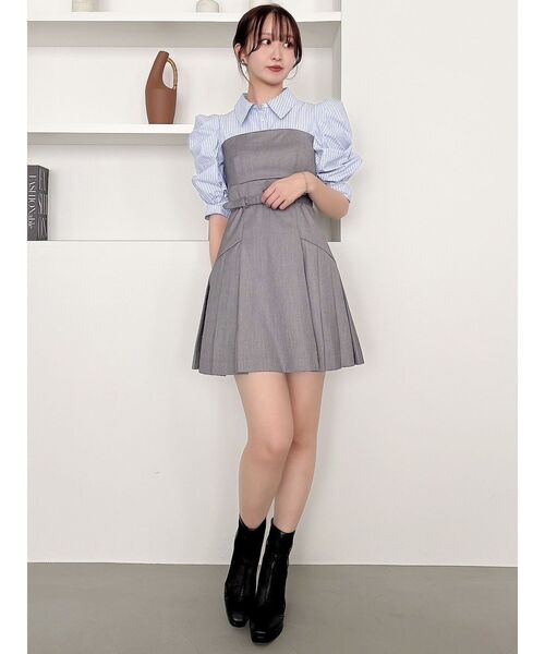 dazzlin(ダズリン)の「レイヤードシャツミニワンピース(ワンピース・レディース・チャコールグレー/ベージュ/ネイビー・SMALL/MEDIUM)」の5枚目の写真
