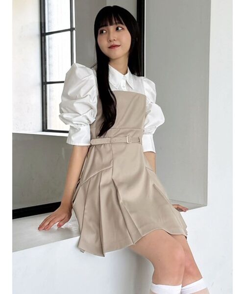 dazzlin ダズリン レイヤードシャツミニワンピース チャコールグレー ダズリン dazzlin レイヤードシャツミニワンピース