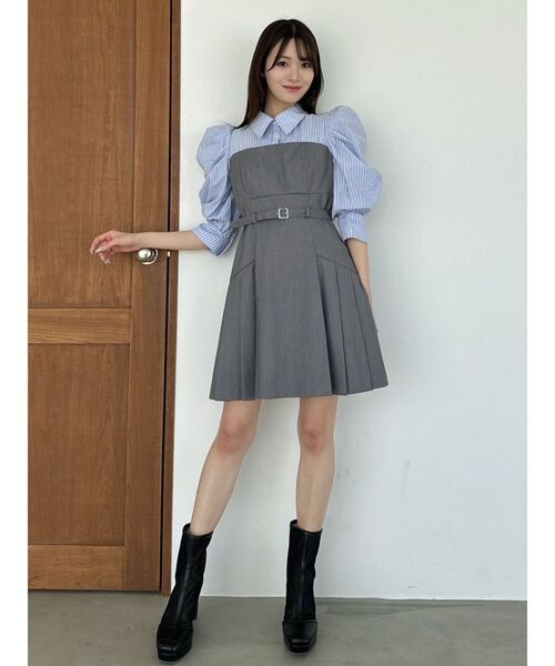 dazzlin レイヤードシャツミニワンピース M ベージュ dazzlin ワンピース レイヤードシャツミニワンピース : ZOZOTOWN