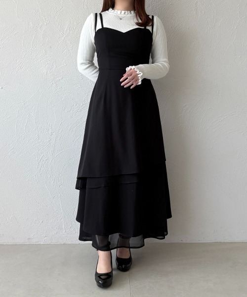 apres jour（アプレジュール）の「アシメティアードフリルワンピース（ワンピース・レディース・ブラック系その他2/ブラック/チャコールグレー・X-LARGE/フリー）」の8枚目の写真