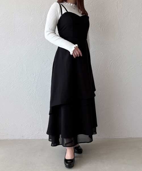 apres jour（アプレジュール）の「アシメティアードフリルワンピース（ワンピース・レディース・ブラック系その他2/ブラック/チャコールグレー・X-LARGE/フリー）」の10枚目の写真