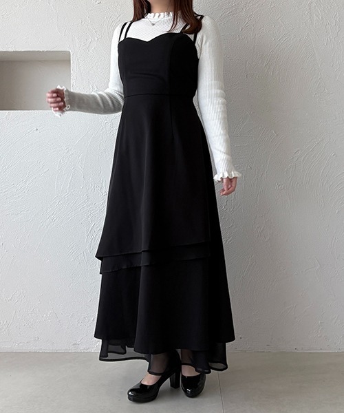 apres jour（アプレジュール）の「アシメティアードフリルワンピース（ワンピース・レディース・ブラック系その他2/ブラック/チャコールグレー・X-LARGE/フリー）」の12枚目の写真