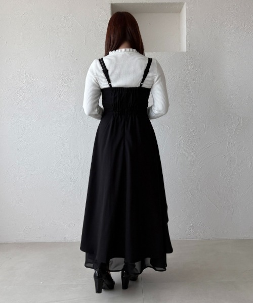 apres jour（アプレジュール）の「アシメティアードフリルワンピース（ワンピース・レディース・ブラック系その他2/ブラック/チャコールグレー・X-LARGE/フリー）」の13枚目の写真