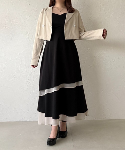 apres jour（アプレジュール）の「アシメティアードフリルワンピース（ワンピース・レディース・ブラック系その他2/ブラック/チャコールグレー・X-LARGE/フリー）」の18枚目の写真