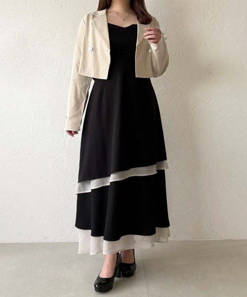 apres jour（アプレジュール）の「アシメティアードフリルワンピース（ワンピース・レディース・ブラック系その他2/ブラック/チャコールグレー・X-LARGE/フリー）」の19枚目の写真