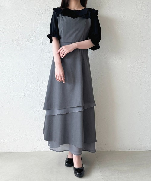 00's fairygrunge アシンメトリー ワンピース フリル 異素材 00's fairygrunge アシンメトリー ワンピース フリル 異素材