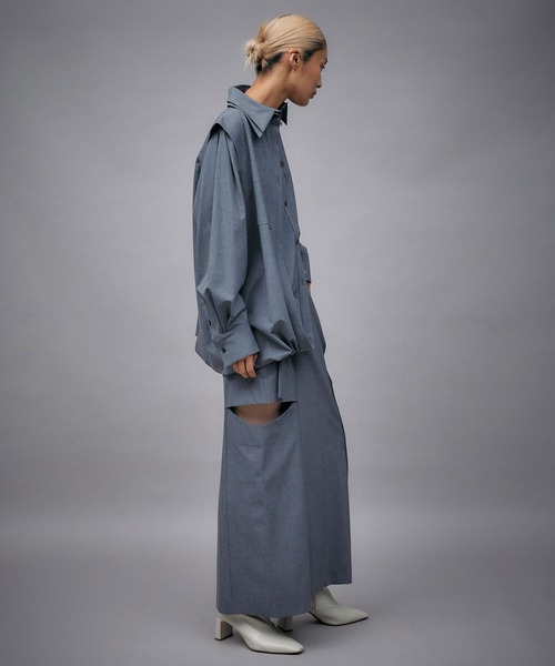 T/R LAYERED NOTCH TIGHT LONG SKIRT / T/Rレイヤードノッチ
