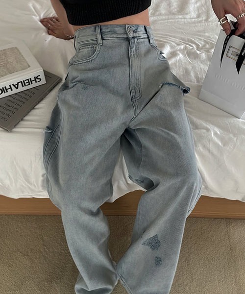 WILLFULLY（ウィルフリー）の「SS loose distressed effect denim PT（デニムパンツ・レディース・ブラック/ライトブルー/ブラック系その他/ブルー・S/XS/M）」の16枚目の写真