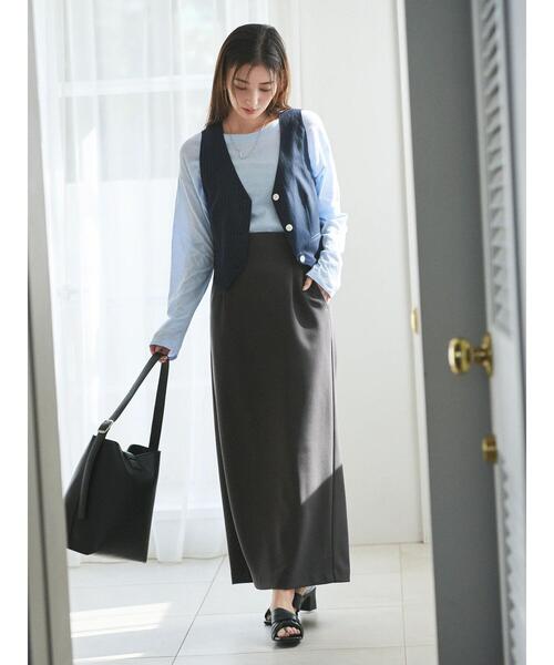 Te chichi(テチチ)の「【宮本茉由着用】ハイウエストロングナロースカート《2025spring catalog item》(スカート・レディース・ベージュ/サックスブルー/チャコールグレー・F)」の1枚目の写真