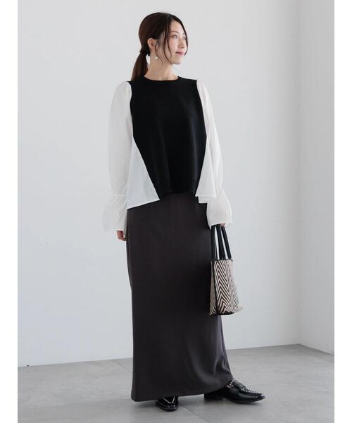 Te chichi(テチチ)の「【宮本茉由着用】ハイウエストロングナロースカート《2025spring catalog item》(スカート・レディース・ベージュ/サックスブルー/チャコールグレー・F)」の5枚目の写真