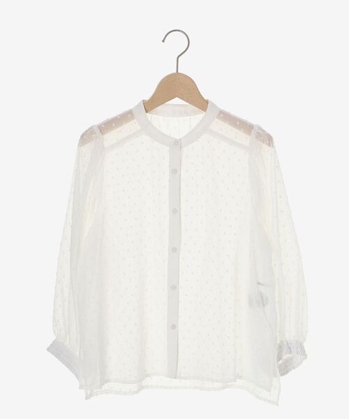 le.coeur blanc(ルクールブラン)の「ドットシアーギャザーブラウス(シャツ/ブラウス・レディース・オフホワイト/ブラック・38)」の4枚目の写真