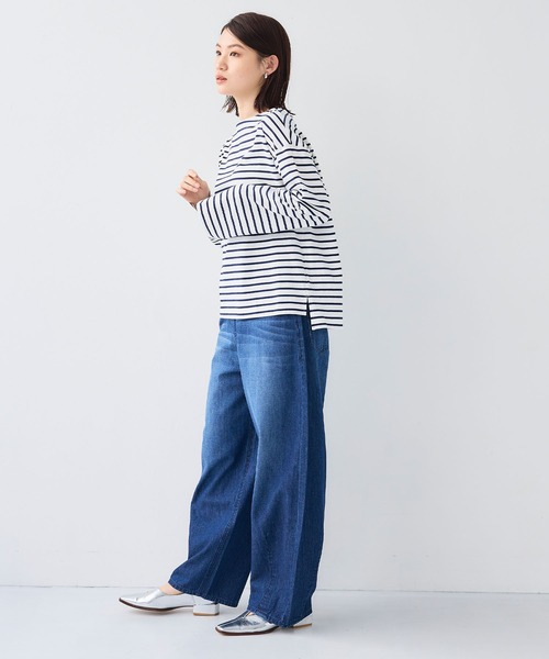 CROSS FUNCTION（クロスファンクション）の「《接触冷感》エブ楽 バレルカーブ ライトオンス デニムパンツ【CF/クロスファンクション】（デニムパンツ・レディース・ブルー/サックスブルー・ALL/AL/AM/TLL/TL/TM/LL/L/M）」の20枚目の写真