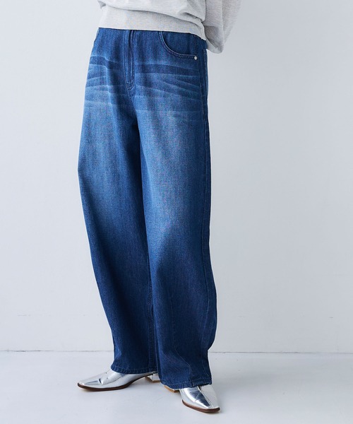 CROSS FUNCTION（クロスファンクション）の「《接触冷感》エブ楽 バレルカーブ ライトオンス デニムパンツ【CF/クロスファンクション】（デニムパンツ・レディース・ブルー/サックスブルー・ALL/AL/AM/TLL/TL/TM/LL/L/M）」の14枚目の写真