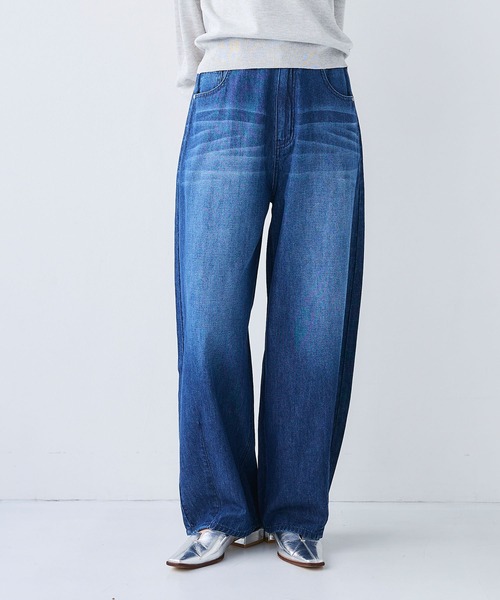 CROSS FUNCTION（クロスファンクション）の「《接触冷感》エブ楽 バレルカーブ ライトオンス デニムパンツ【CF/クロスファンクション】（デニムパンツ・レディース・ブルー/サックスブルー・ALL/AL/AM/TLL/TL/TM/LL/L/M）」の15枚目の写真