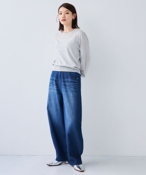 CROSS FUNCTION（クロスファンクション）の「《接触冷感》エブ楽 バレルカーブ ライトオンス デニムパンツ【CF/クロスファンクション】（デニムパンツ・レディース・ブルー/サックスブルー・ALL/AL/AM/TLL/TL/TM/LL/L/M）」の17枚目の写真