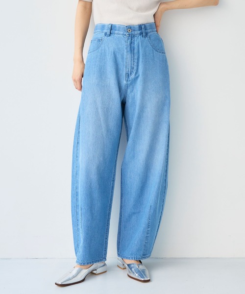 CROSS FUNCTION（クロスファンクション）の「《接触冷感》エブ楽 バレルカーブ ライトオンス デニムパンツ【CF/クロスファンクション】（デニムパンツ・レディース・ブルー/サックスブルー・ALL/AL/AM/TLL/TL/TM/LL/L/M）」の5枚目の写真