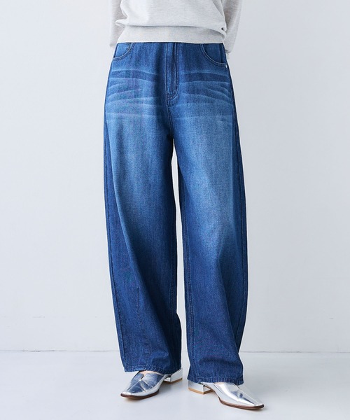 CROSS FUNCTION（クロスファンクション）の「《接触冷感》エブ楽 バレルカーブ ライトオンス デニムパンツ【CF/クロスファンクション】（デニムパンツ・レディース・ブルー/サックスブルー・ALL/AL/AM/TLL/TL/TM/LL/L/M）」の6枚目の写真