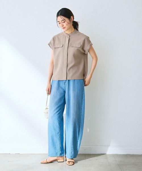 CROSS FUNCTION（クロスファンクション）の「《接触冷感》エブ楽 バレルカーブ ライトオンス デニムパンツ【CF/クロスファンクション】（デニムパンツ・レディース・ブルー/サックスブルー・ALL/AL/AM/TLL/TL/TM/LL/L/M）」の11枚目の写真