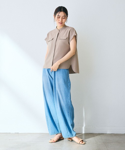 CROSS FUNCTION（クロスファンクション）の「《接触冷感》エブ楽 バレルカーブ ライトオンス デニムパンツ【CF/クロスファンクション】（デニムパンツ・レディース・ブルー/サックスブルー・ALL/AL/AM/TLL/TL/TM/LL/L/M）」の12枚目の写真