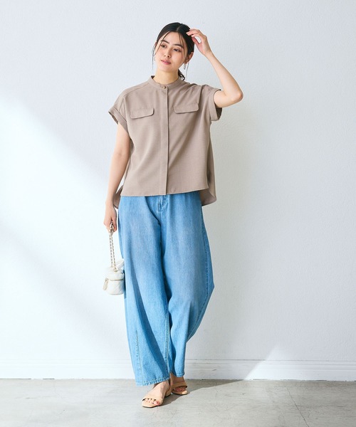 CROSS FUNCTION（クロスファンクション）の「《接触冷感》エブ楽 バレルカーブ ライトオンス デニムパンツ【CF/クロスファンクション】（デニムパンツ・レディース・ブルー/サックスブルー・ALL/AL/AM/TLL/TL/TM/LL/L/M）」の13枚目の写真