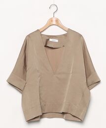 ebure 半袖ブラウス ebure エブール 半袖 Vネック シアーブラウス size38