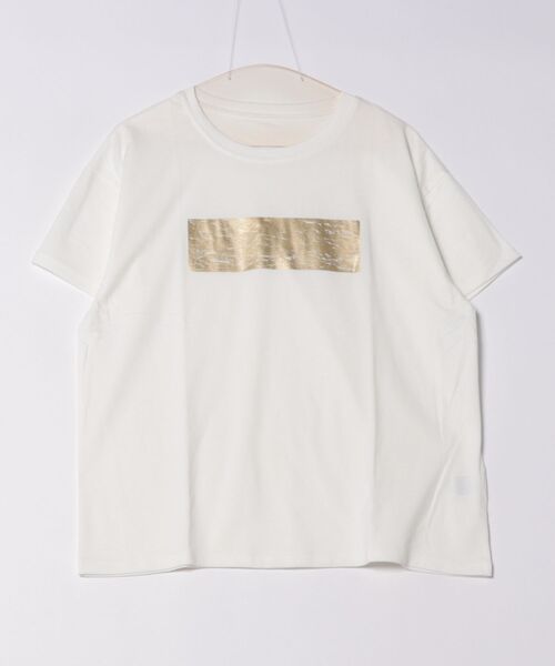 TRIANGLE PALETTE(トライアングルパレット)の「箔プリント半袖Tシャツ(Tシャツ/カットソー・レディース・ホワイト×シルバー/ブラック×シルバー/ホワイト×ゴールド・FREE)」の4枚目の写真