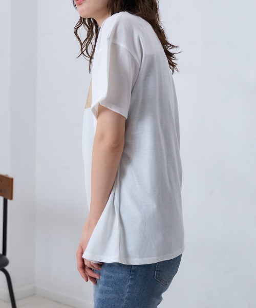 TRIANGLE PALETTE(トライアングルパレット)の「箔プリント半袖Tシャツ(Tシャツ/カットソー・レディース・ホワイト×シルバー/ブラック×シルバー/ホワイト×ゴールド・FREE)」の11枚目の写真