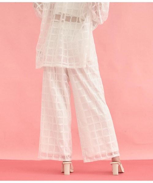 Settimissimo（セッティミッシモ）の「格子チェック メッシュ ワイド パンツ（その他パンツ・レディース・ブラック/アイボリー・FREE）」の6枚目の写真
