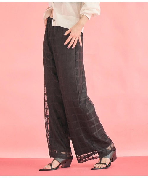 Settimissimo（セッティミッシモ）の「格子チェック メッシュ ワイド パンツ（その他パンツ・レディース・ブラック/アイボリー・FREE）」の15枚目の写真