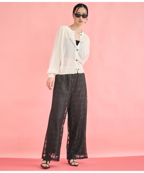 Settimissimo（セッティミッシモ）の「格子チェック メッシュ ワイド パンツ（その他パンツ・レディース・ブラック/アイボリー・FREE）」の17枚目の写真