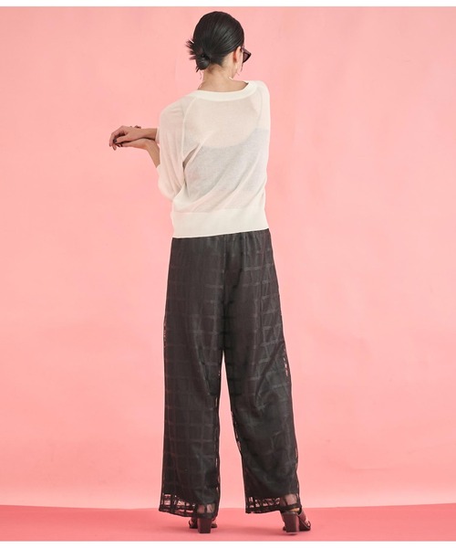 Settimissimo（セッティミッシモ）の「格子チェック メッシュ ワイド パンツ（その他パンツ・レディース・ブラック/アイボリー・FREE）」の21枚目の写真