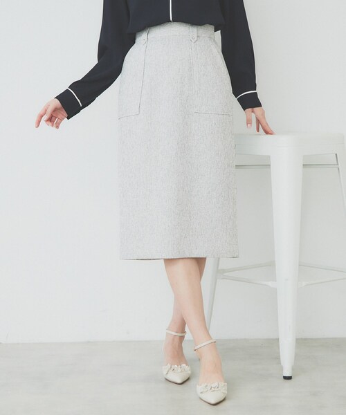 index(インデックス)の「サマーツイードタイトスカート【洗濯機洗い可/イージーアイロン】(スカート・レディース・アイボリー系3/ブラック系3/グリーン系4・36/38/40/42)」の4枚目の写真