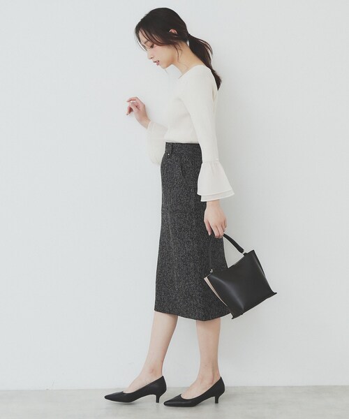 index(インデックス)の「サマーツイードタイトスカート【洗濯機洗い可/イージーアイロン】(スカート・レディース・アイボリー系3/ブラック系3/グリーン系4・36/38/40/42)」の10枚目の写真