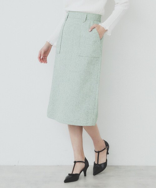 index(インデックス)の「サマーツイードタイトスカート【洗濯機洗い可/イージーアイロン】(スカート・レディース・アイボリー系3/ブラック系3/グリーン系4・36/38/40/42)」の12枚目の写真