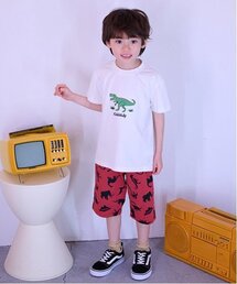 kladskap（クレードスコープ）の「恐竜アップリケ半袖Tシャツセットアップ（セットアップ）」