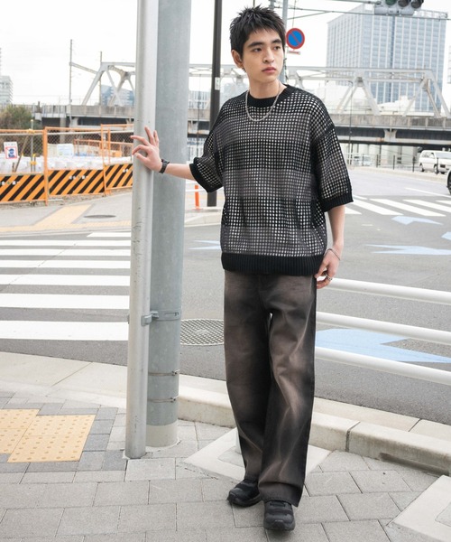 WEGO（ウィゴー）の「WEGO/アンサンブルメッシュニットプルオーバー（アンサンブル・メンズ・レッド系その他5/ブラック系その他5・LARGE/MEDIUM）」の3枚目の写真