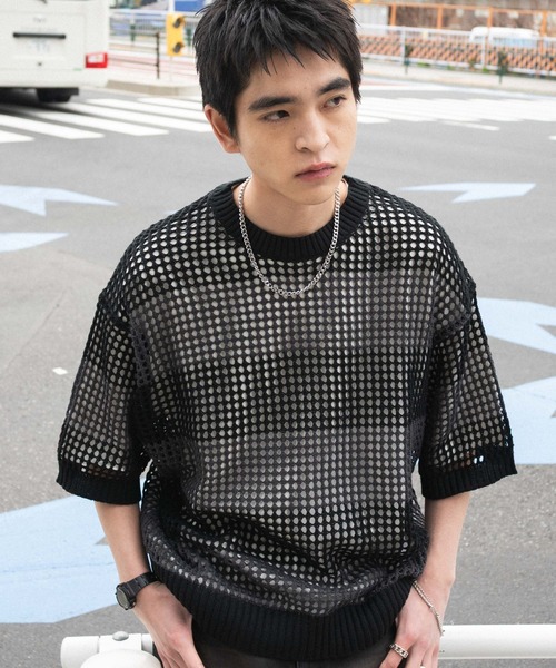 WEGO（ウィゴー）の「WEGO/アンサンブルメッシュニットプルオーバー（アンサンブル・メンズ・レッド系その他5/ブラック系その他5・LARGE/MEDIUM）」の11枚目の写真