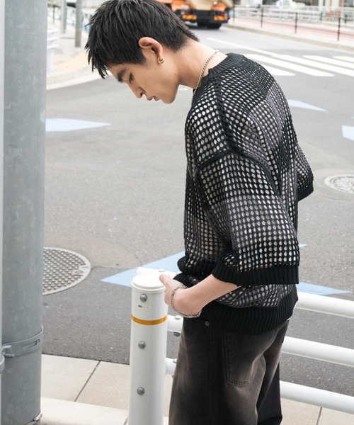 WEGO（ウィゴー）の「WEGO/アンサンブルメッシュニットプルオーバー（アンサンブル・メンズ・レッド系その他5/ブラック系その他5・LARGE/MEDIUM）」の12枚目の写真