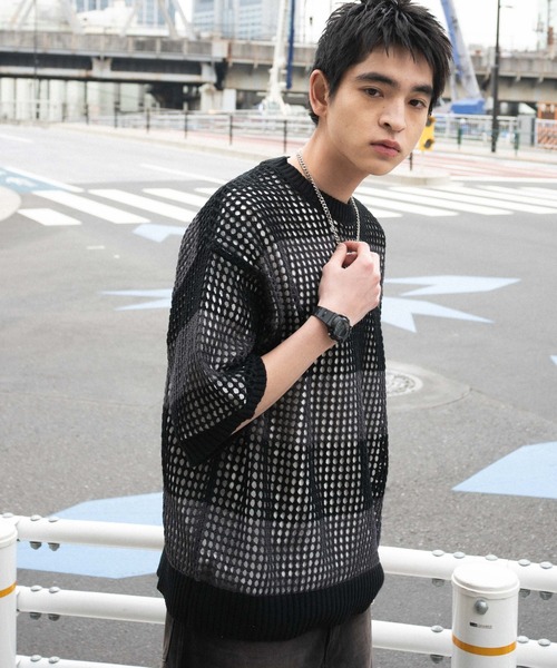 WEGO（ウィゴー）の「WEGO/アンサンブルメッシュニットプルオーバー（アンサンブル・メンズ・レッド系その他5/ブラック系その他5・LARGE/MEDIUM）」の14枚目の写真