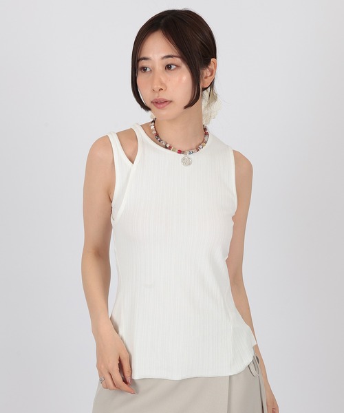 SINNERS ATTIRE◆Cannes Luxe ベスト タンクトップ セール】asymmetry sleeveless lib tops(タンクトップ