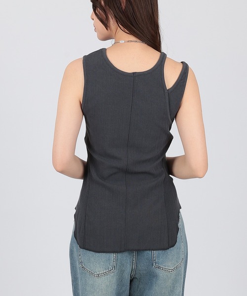 SINNERS ATTIRE◆Cannes Luxe ベスト タンクトップ セール】asymmetry sleeveless lib tops（タンクトップ