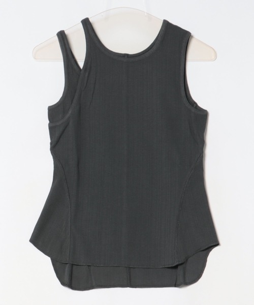 SUWDEE（スーディー）の「asymmetry sleeveless rib tops（タンクトップ・レディース・ダークグレー/ホワイト/ブラック・FREE）」の16枚目の写真