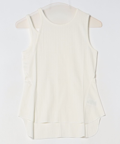 SUWDEE（スーディー）の「asymmetry sleeveless rib tops（タンクトップ・レディース・ダークグレー/ホワイト/ブラック・FREE）」の17枚目の写真