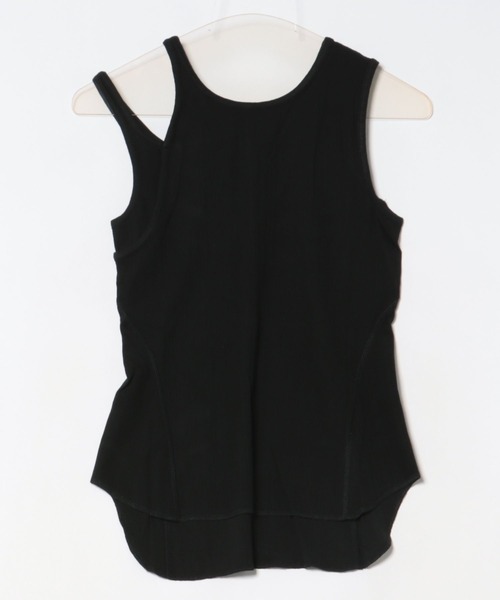 SUWDEE（スーディー）の「asymmetry sleeveless rib tops（タンクトップ・レディース・ダークグレー/ホワイト/ブラック・FREE）」の18枚目の写真