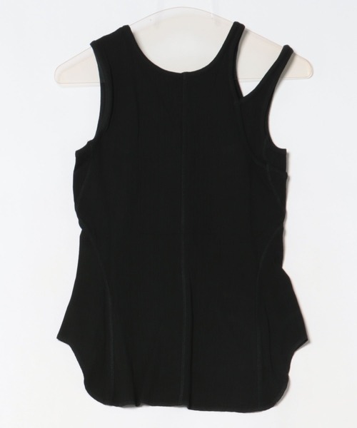 SUWDEE（スーディー）の「asymmetry sleeveless rib tops（タンクトップ・レディース・ダークグレー/ホワイト/ブラック・FREE）」の19枚目の写真